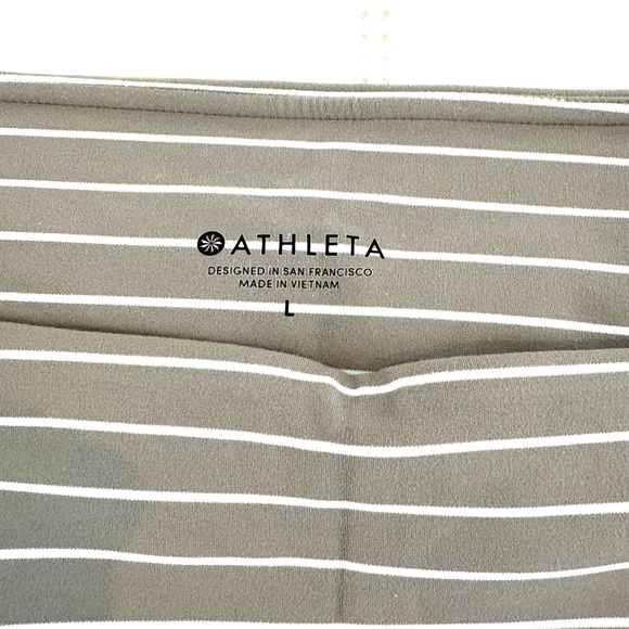 Athleta Chaturanga cropped striped legging L soft grey/white NWOT - Picture 4 of 5
